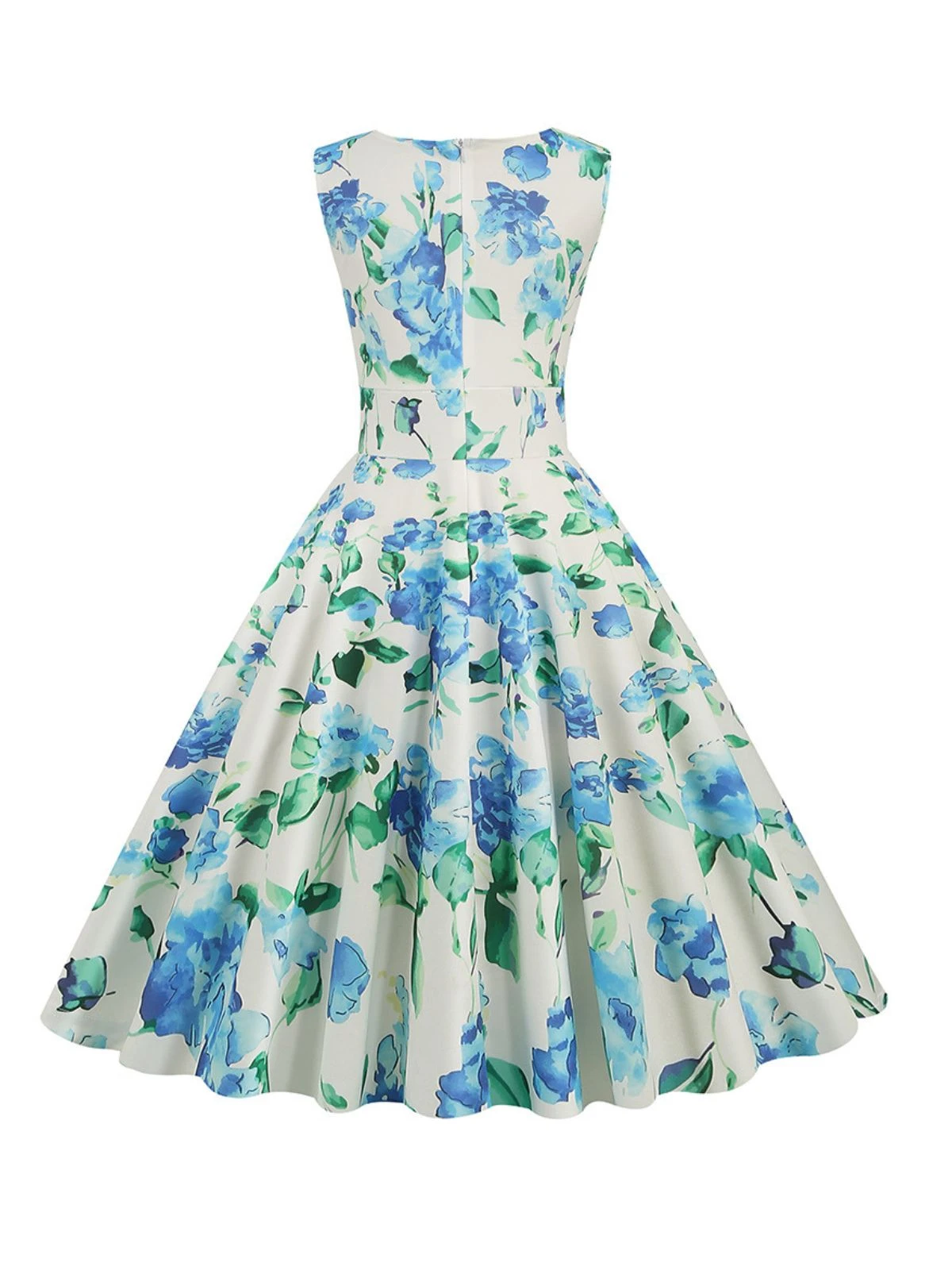 1950s V-Neck Floral Sleeveless Dress 8 1950s V-Neck Floral Sleeveless Dress - Image 6