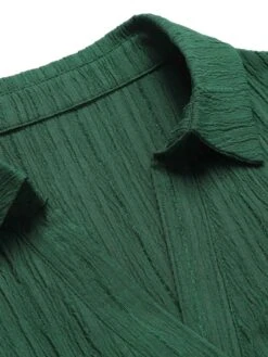 Green 1960s Lapel Loose Belted Dress -BUNBUN Fancy Clothing Shop SCHL003487 G 01 5