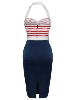 1960s Halter Stripes Bow Belted Dress -BUNBUN Fancy Clothing Shop SCHL003516 3 compressed