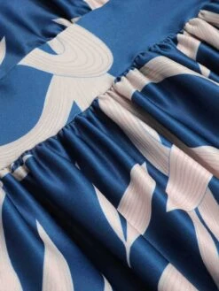 Blue 1940s One-Shoulder Plants Slit Dress -BUNBUN Fancy Clothing Shop SCHL003531 4 compressed