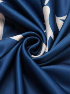 Blue 1940s One-Shoulder Plants Slit Dress -BUNBUN Fancy Clothing Shop SCHL003531 5 compressed