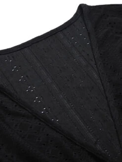 Black 1950s Leopard V-Neck Patchwork Dress -BUNBUN Fancy Clothing Shop SCHL003551 4