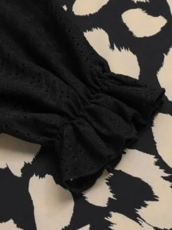 Black 1950s Leopard V-Neck Patchwork Dress -BUNBUN Fancy Clothing Shop SCHL003551 5