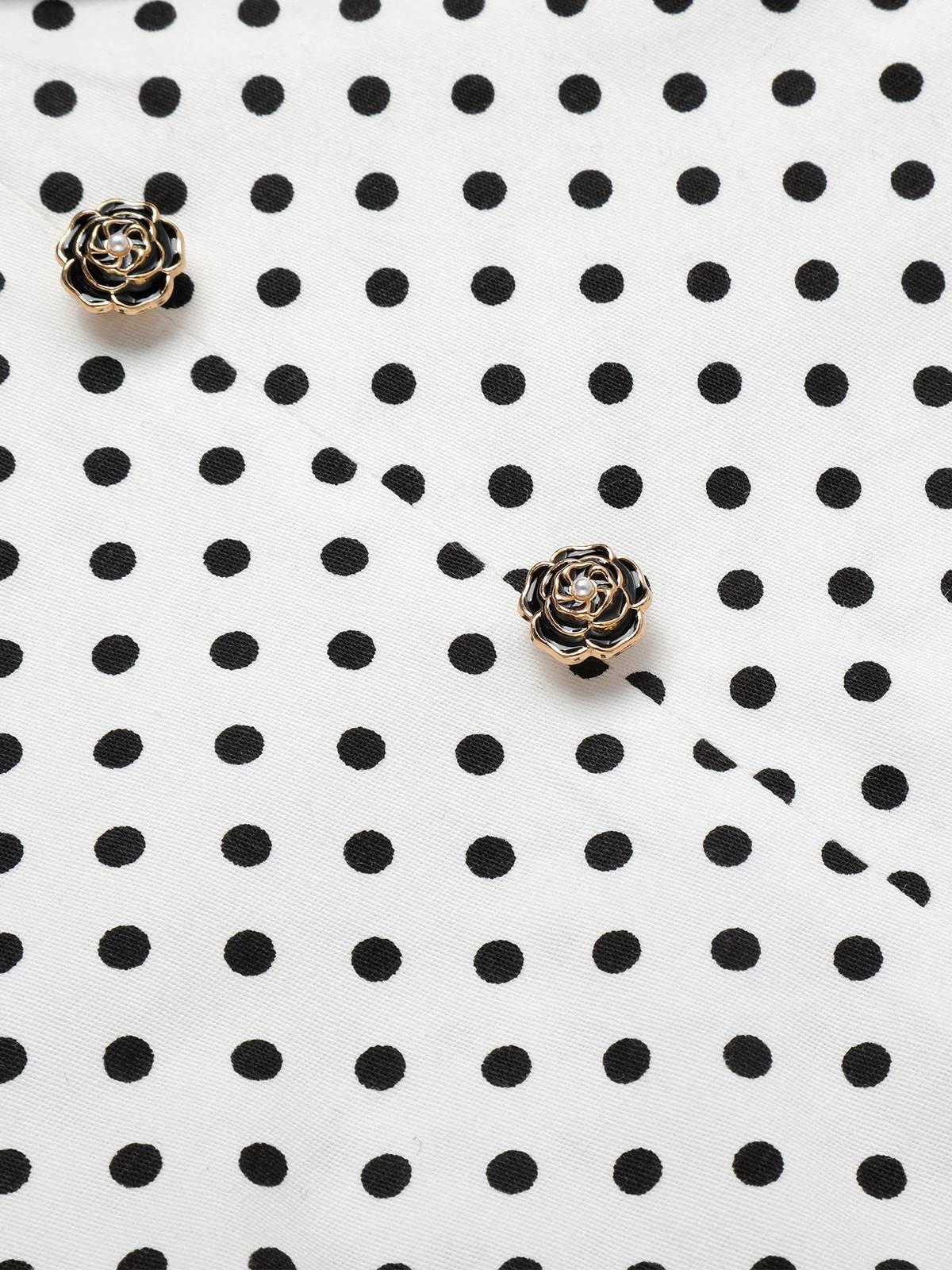 White 1960s Polka Dot Button Pencil Dress 9 White 1960s Polka Dot Button Pencil Dress - Image 7