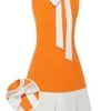 Orange 1960s Crew Bowknot Sleeveless Dress