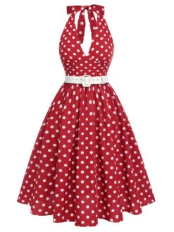 [Pre-Sale] Green 1950s Polka Dot Halter Dress -BUNBUN Fancy Clothing Shop SCHL003568 1 1