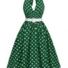 [Pre-Sale] Green 1950s Polka Dot Halter Dress -BUNBUN Fancy Clothing Shop SCHL003568 1 1