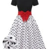 [Pre-Sale] Black 1950s Polka Dots Boat Neck Dress