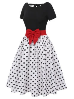 [Pre-Sale] Black 1950s Polka Dots Boat Neck Dress -BUNBUN Fancy Clothing Shop SCHL003582 2