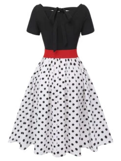 [Pre-Sale] Black 1950s Polka Dots Boat Neck Dress -BUNBUN Fancy Clothing Shop SCHL003582 3