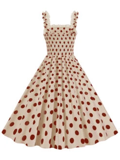 1950s Polka Dot Smocking Strap Dress -BUNBUN Fancy Clothing Shop SCHL003598 BE 2