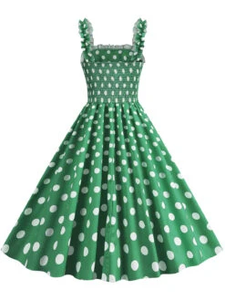 1950s Polka Dot Smocking Strap Dress -BUNBUN Fancy Clothing Shop SCHL003598 G 2