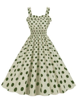 1950s Polka Dot Smocking Strap Dress -BUNBUN Fancy Clothing Shop SCHL003598 LG 1