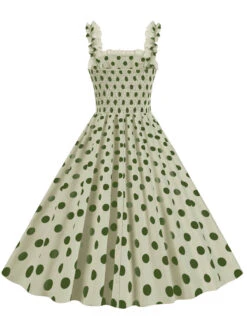 1950s Polka Dot Smocking Strap Dress -BUNBUN Fancy Clothing Shop SCHL003598 LG 2