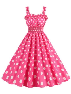 1950s Polka Dot Smocking Strap Dress -BUNBUN Fancy Clothing Shop SCHL003598 P 1