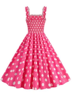 1950s Polka Dot Smocking Strap Dress -BUNBUN Fancy Clothing Shop SCHL003598 P 2