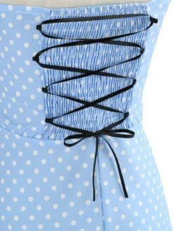 1950s Polka Dot Bow Tie Halter Swing Dress -BUNBUN Fancy Clothing Shop SCHL003645 CLB 4