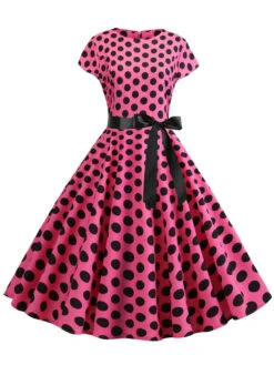1950s Polka Dot Cap Sleeved Dress