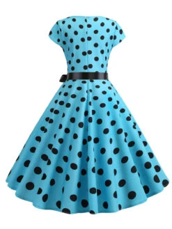 1950s Polka Dot Cap Sleeved Dress -BUNBUN Fancy Clothing Shop SCHL003648 SB 2