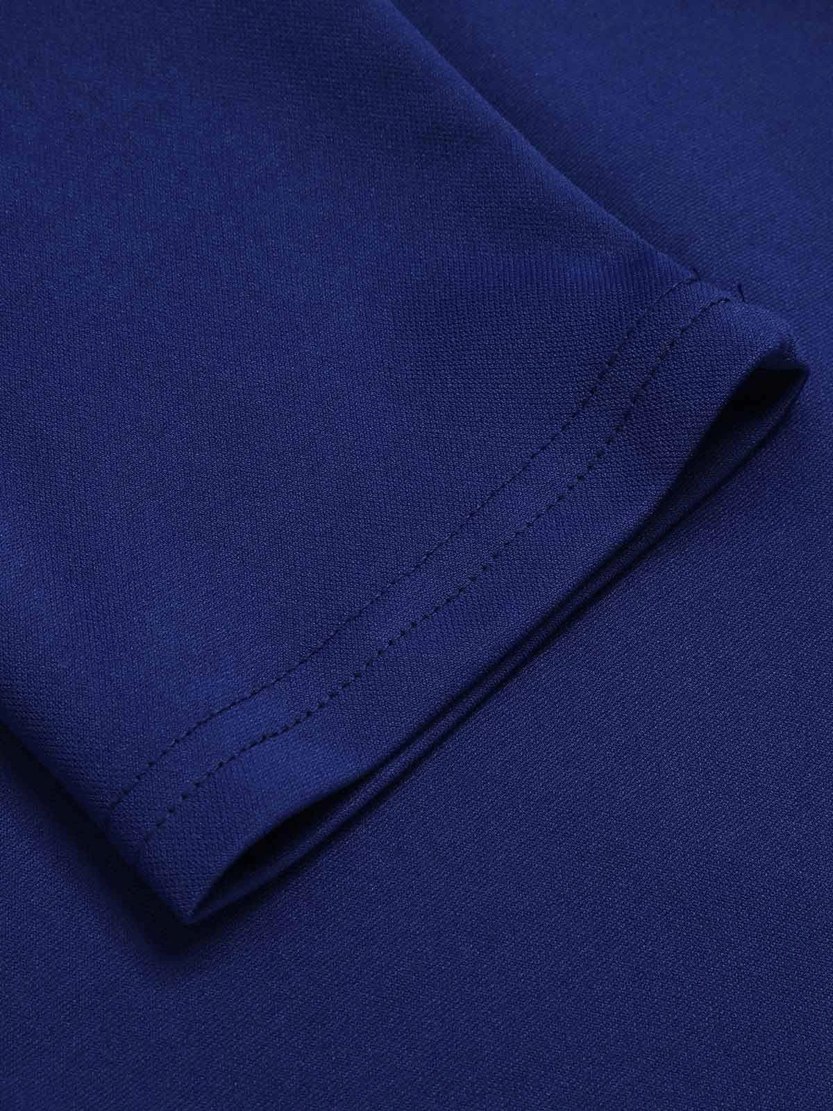 Blue 1940s Solid V-Neck Dress With Belt 8 Blue 1940s Solid V-Neck Dress With Belt - Image 6