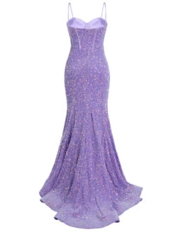 Lavender 1920s Sequined Corset Mermaid Dress -BUNBUN Fancy Clothing Shop SCHL003673 3