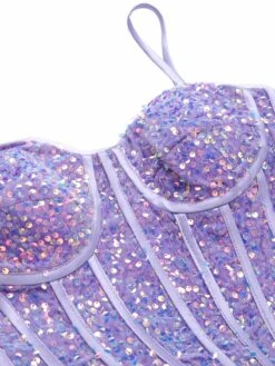 Lavender 1920s Sequined Corset Mermaid Dress -BUNBUN Fancy Clothing Shop SCHL003673 4