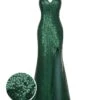 1920s V-Neck Side Slit Sequined Sling Dress -BUNBUN Fancy Clothing Shop SCHL003674 01