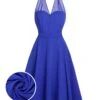 Blue 1950s Solid Chiffon Halter Dress 1 Blue 1950s Solid Chiffon Halter Dress -BUNBUN Fancy Clothing Shop SCHL003692 01 compressed
