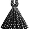 1950s Halter Polka Dot Print Swing Dress -BUNBUN Fancy Clothing Shop SCHL003697 B 1