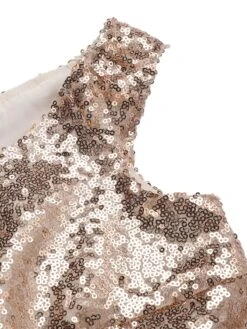 Champagne 1950s Sequined Off-shoulder Dress 13 Champagne 1950s Sequined Off-shoulder Dress -BUNBUN Fancy Clothing Shop SCHL003706 4