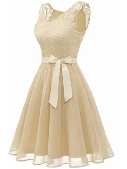 1940s Solid Lace Chiffon Patchwork Dress -BUNBUN Fancy Clothing Shop SCHL003710 BE 2