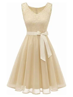 1940s Solid Lace Chiffon Patchwork Dress -BUNBUN Fancy Clothing Shop SCHL003710 BE 3