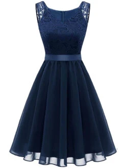 1940s Solid Lace Chiffon Patchwork Dress -BUNBUN Fancy Clothing Shop SCHL003710 DBL 1