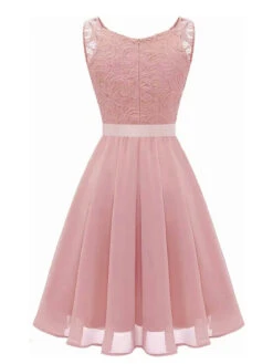 1940s Solid Lace Chiffon Patchwork Dress -BUNBUN Fancy Clothing Shop SCHL003710 P 3