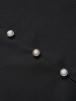 Black 1960s Solid Pearl Buttons Suspender Dress -BUNBUN Fancy Clothing Shop SCHL003730 5