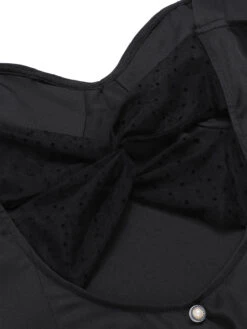 Black 1960s Solid Pearl Buttons Suspender Dress -BUNBUN Fancy Clothing Shop SCHL003730 6