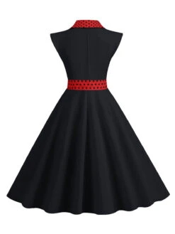 1950s Contrast Polka Dots Bowknot Belted Dress -BUNBUN Fancy Clothing Shop SCHL003737 B 2