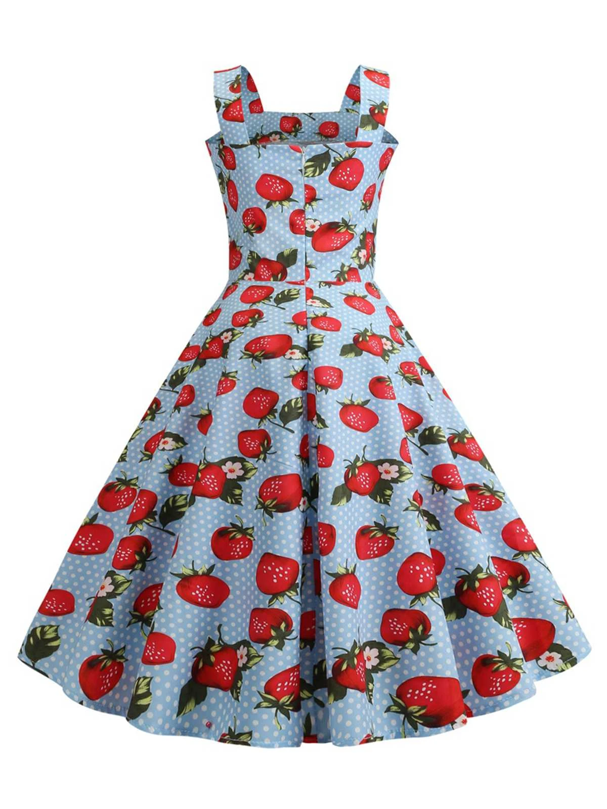 1950s Strap Strawberry Polka Dots Sleeveless Dress 7 1950s Strap Strawberry Polka Dots Sleeveless Dress - Image 5