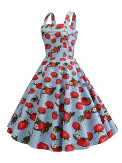 1950s Strap Strawberry Polka Dots Sleeveless Dress 13 1950s Strap Strawberry Polka Dots Sleeveless Dress -BUNBUN Fancy Clothing Shop SCHL003740 SB 3 compressed