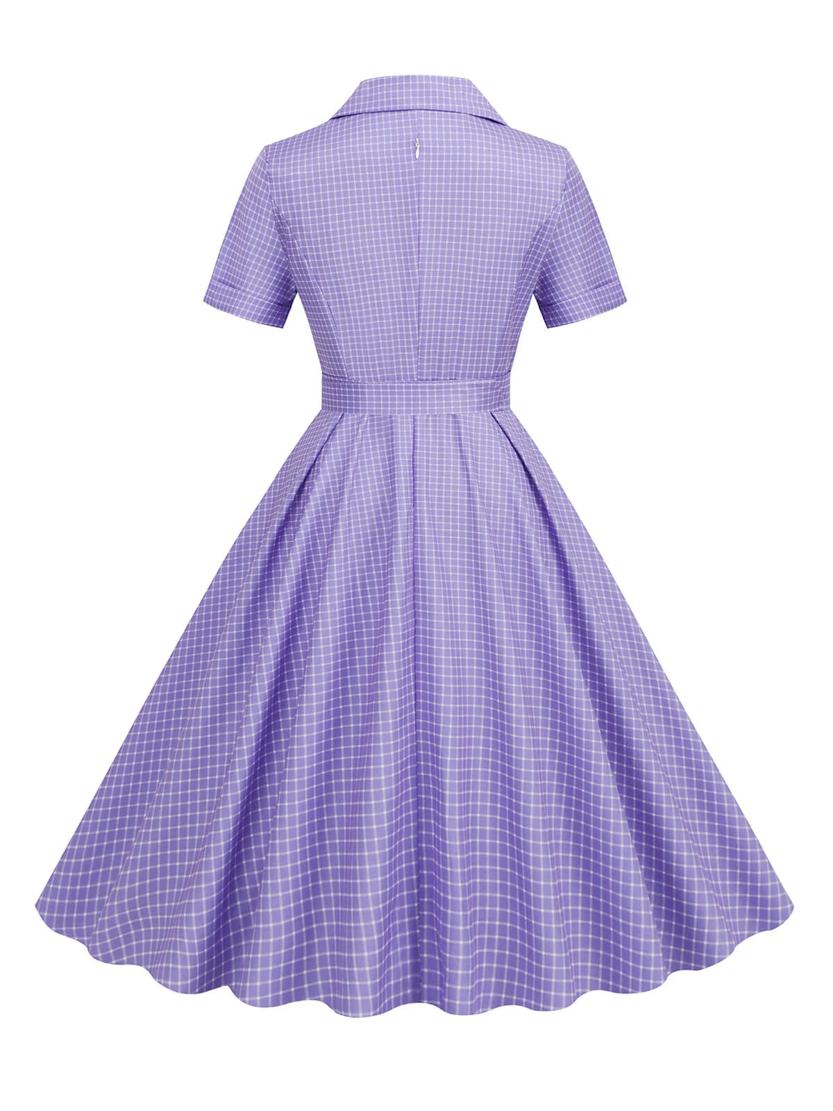 1950s Window Pane Plaid Lapel Swing Dress 5 1950s Window Pane Plaid Lapel Swing Dress - Image 3