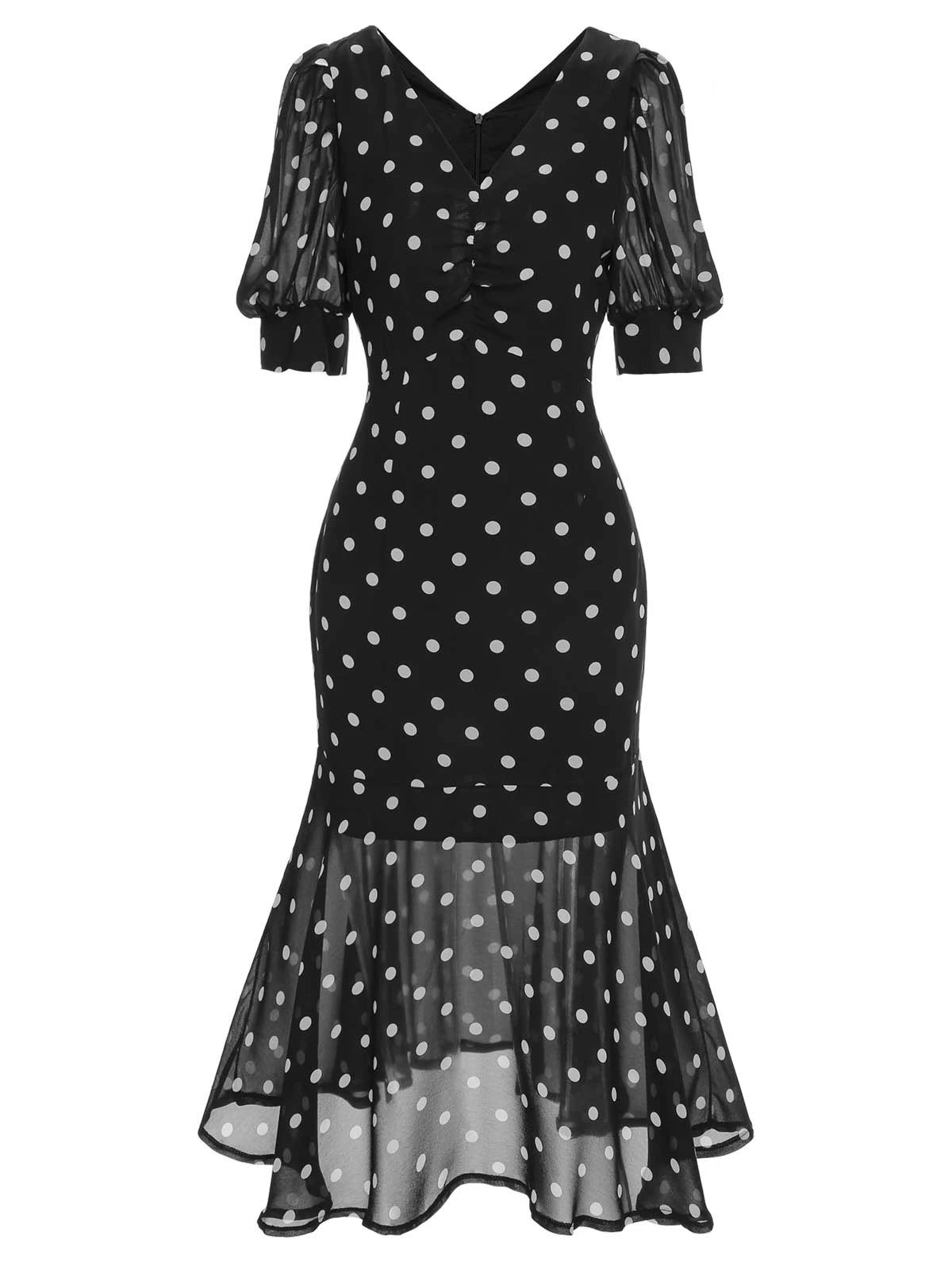 Black 1930s Polka Dot Mermaid Dress 3 Black 1930s Polka Dot Mermaid Dress