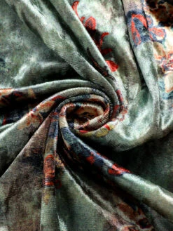 Green 1960s Floral Velvet Spaghetti Strap Dress -BUNBUN Fancy Clothing Shop SCHL003813 MC 01 6