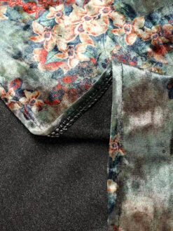 Green 1960s Floral Velvet Spaghetti Strap Dress -BUNBUN Fancy Clothing Shop SCHL003813 MC 01 7