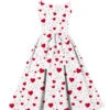 [Plus Size] White 1950s Hearts Dots Shoulder Strap Dress -BUNBUN Fancy Clothing Shop SCHL003820 1
