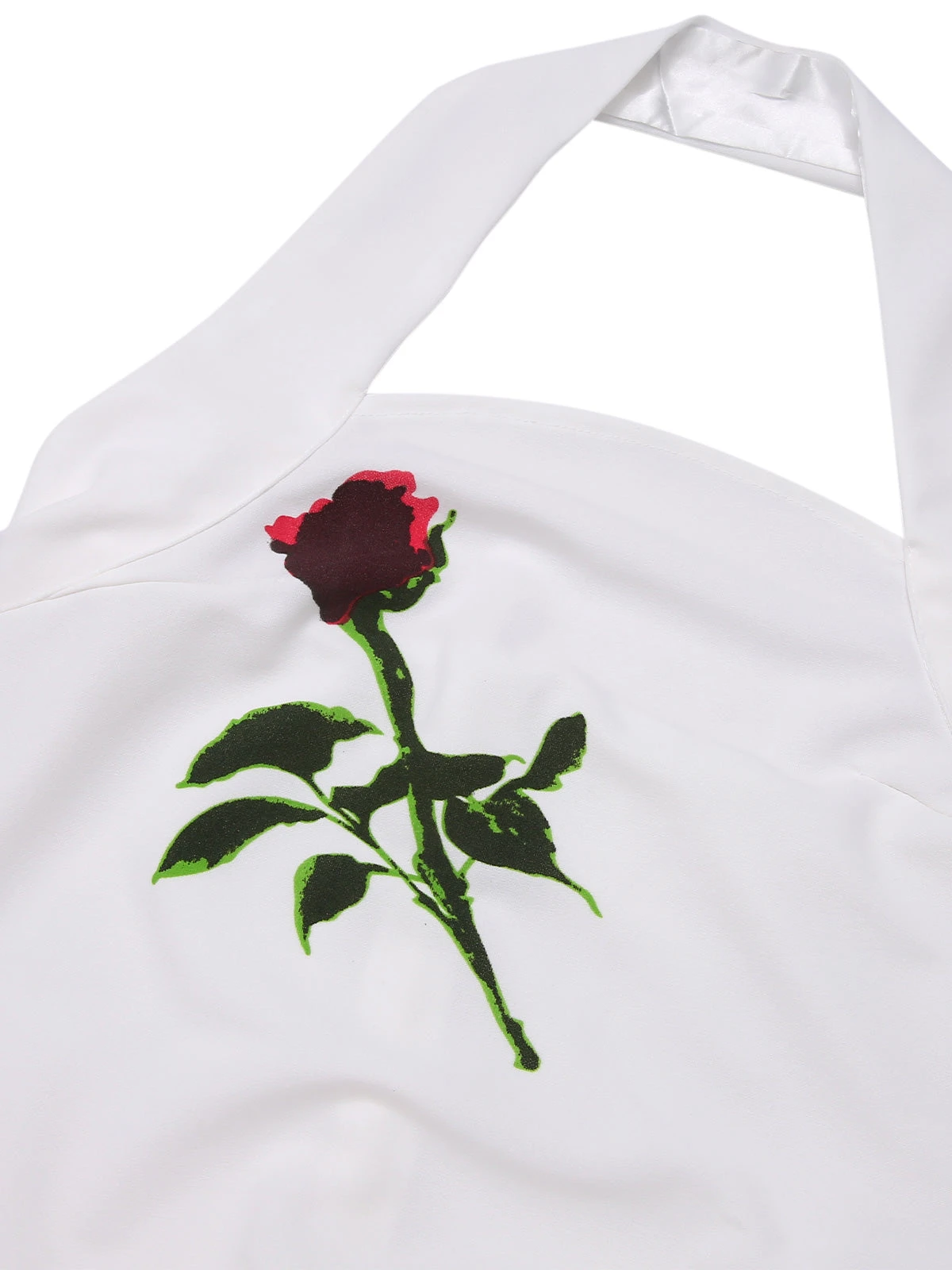 White 1960s Halter Rose Wrap Dress 7 White 1960s Halter Rose Wrap Dress - Image 5