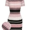 1960s Color Block Striped Knit Slim Dress