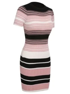 1960s Color Block Striped Knit Slim Dress -BUNBUN Fancy Clothing Shop SCHL003854 MC 01 3