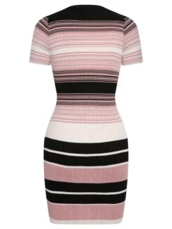1960s Color Block Striped Knit Slim Dress -BUNBUN Fancy Clothing Shop SCHL003854 MC 01 4