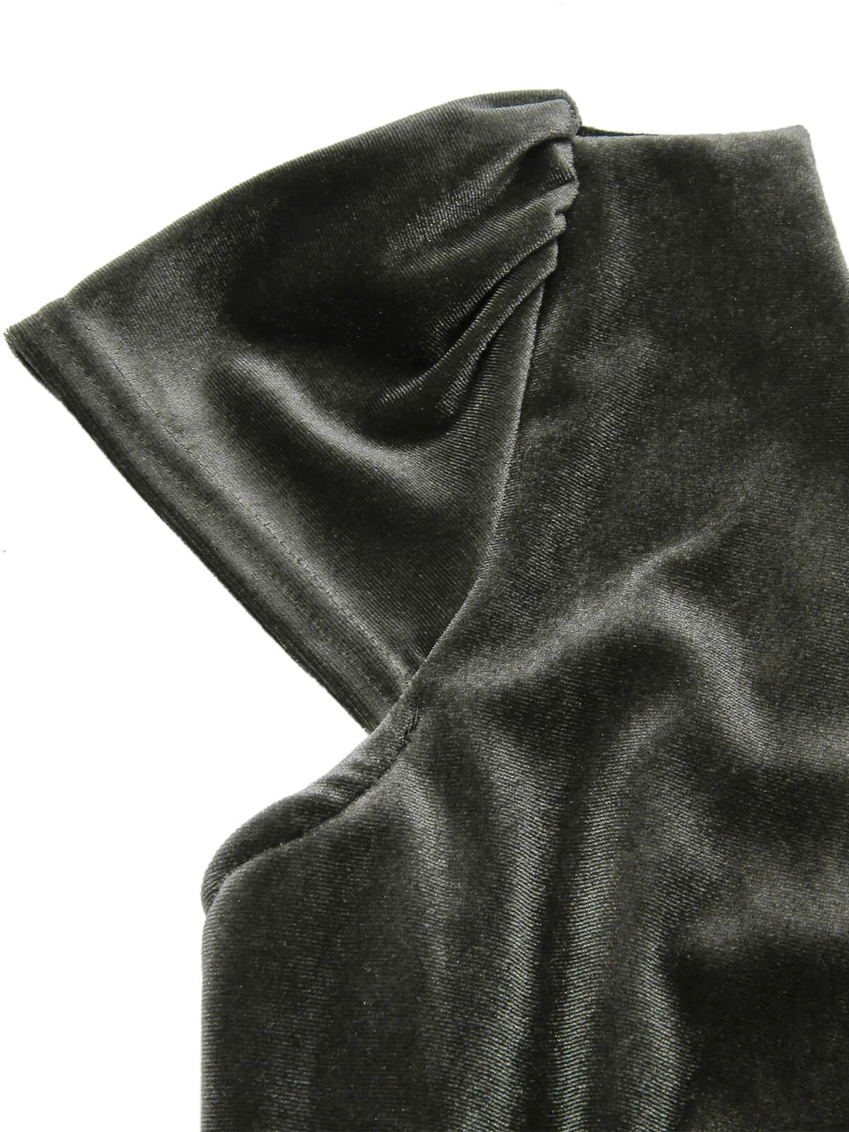 Green Gray 1930s Solid Velvet Slit Mermaid Dress 7 Green Gray 1930s Solid Velvet Slit Mermaid Dress - Image 5