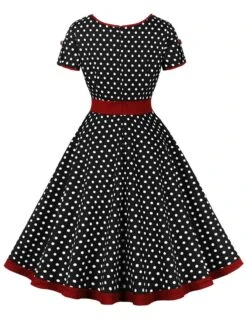 1950s Contrast Polka Dots Buttoned Dress 21 1950s Contrast Polka Dots Buttoned Dress -BUNBUN Fancy Clothing Shop SCHL003868 B 2 compressed